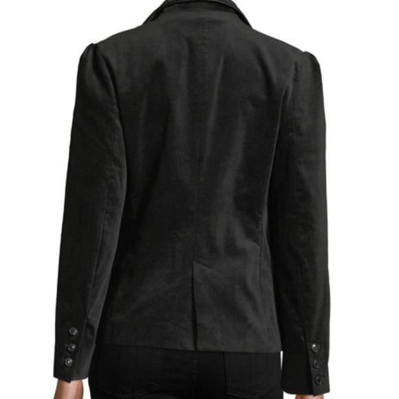 Brandon Thomas Blk Velvet Faux-Leather-Trim Blazer - Picture 2 of 7